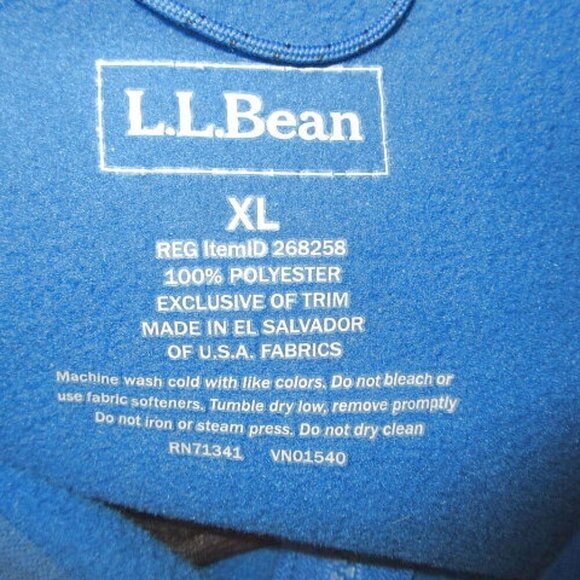 LL Bean Men's Jacket Size XL Blue Fleece Trail Full Zip Outdoor Hiking Layer - Picture 5 of 11